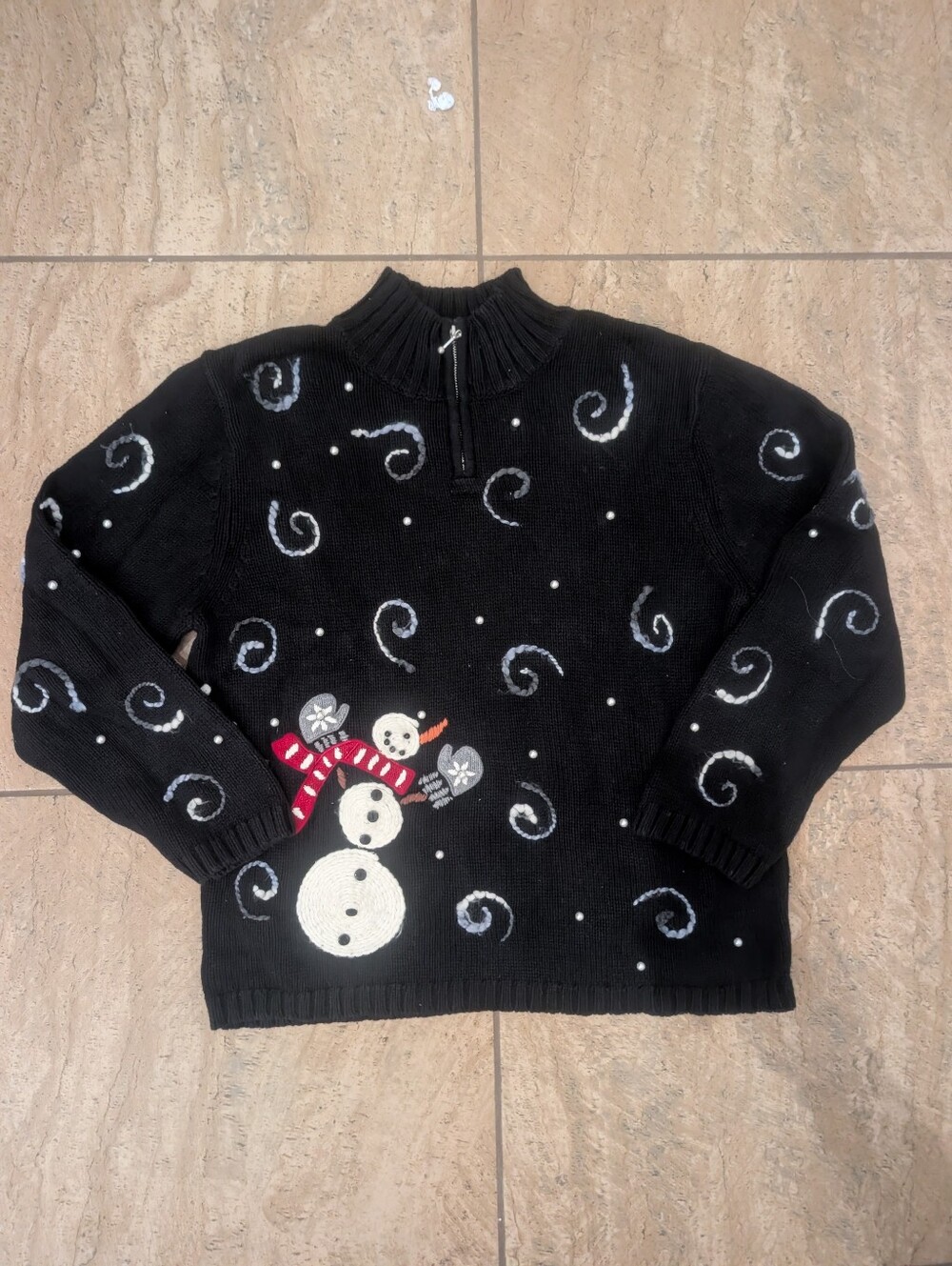 Vintage Mandal Bay black Snowman Sweater Embellished Chrismas XXL